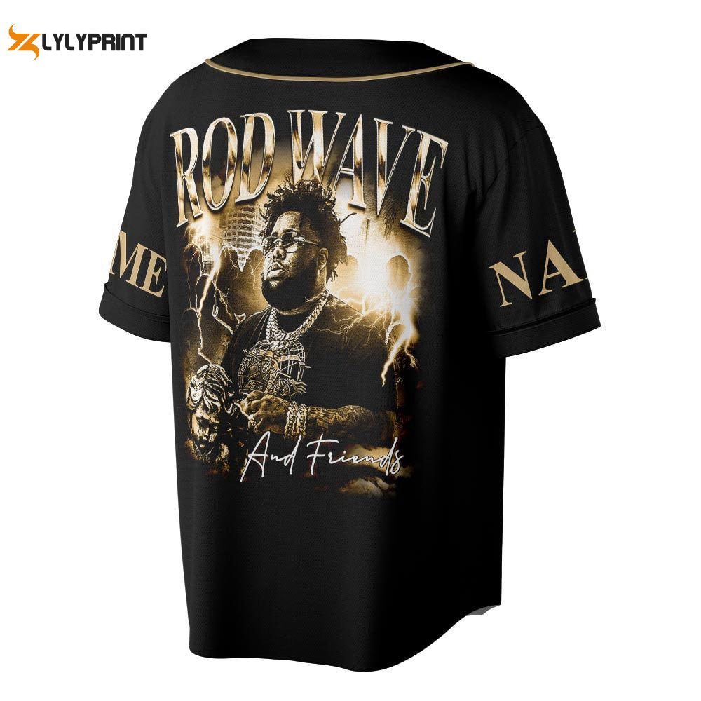 Custom Name Rod Wave 2023 Tour Baseball Jersey - lylyprint.com baseball jersey product view 1