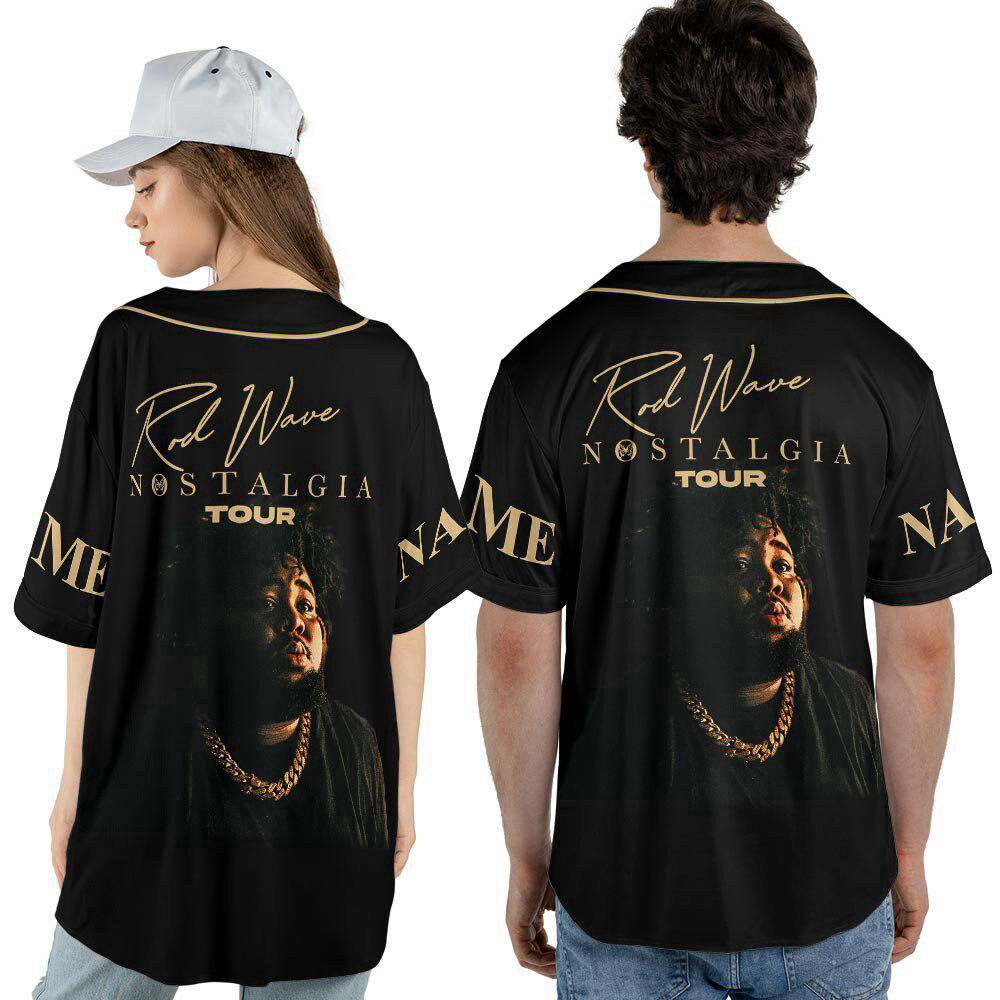Custom Name Rod Wave And Friends 2023 Tour Baseball Jersey - lylyprint.com baseball jersey product view 3