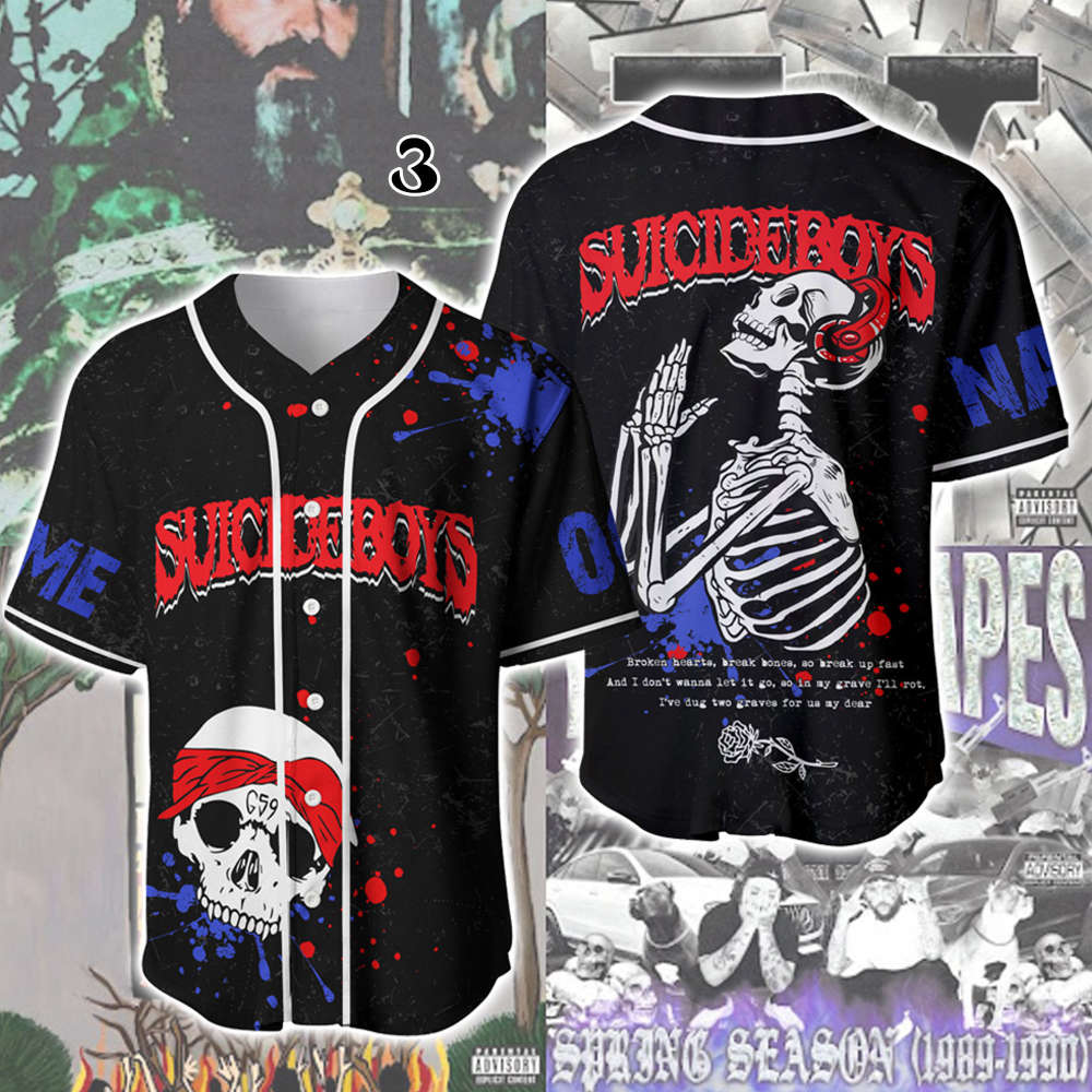 Custom Name Suicideboys Baseball Jersey, Suicideboys Tour Baseball Jersey - lylyprint.com baseball jersey product view 3