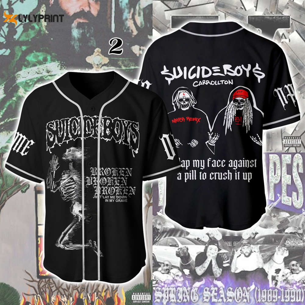 Custom Name Suicideboys Baseball Jersey, Suicideboys Tour Baseball Jersey - lylyprint.com baseball jersey product view 1