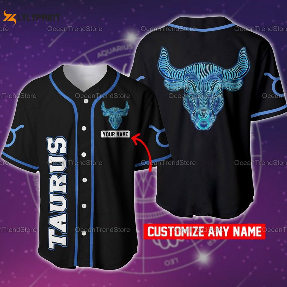 Custom Name Taurus Zodiac Baseball Jersey - lylyprint.com baseball jersey product view 1