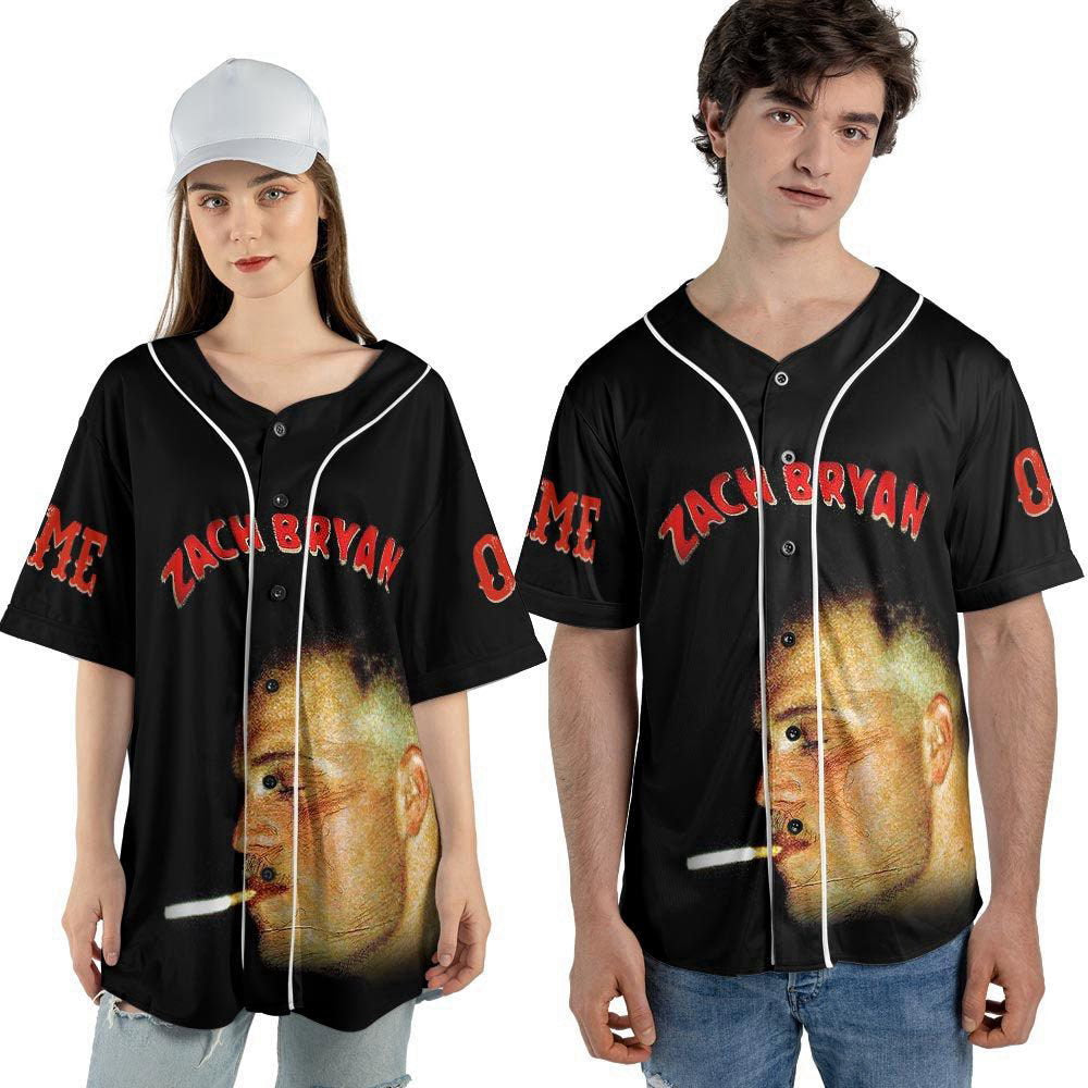 Custom Name Zach Bryan Baseball Jersey For Men Women, Zach Bryan Rock Country Music Lover - lylyprint.com baseball jersey product view 3