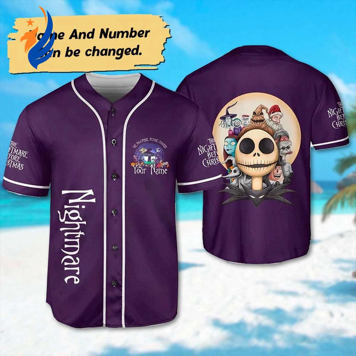 Custom Nightmare Before Christmas Purple Baseball Jersey - Jack Skellington & Oogie Boogie Halloween Shirt for Team - Bafud baseball jersey product view 1
