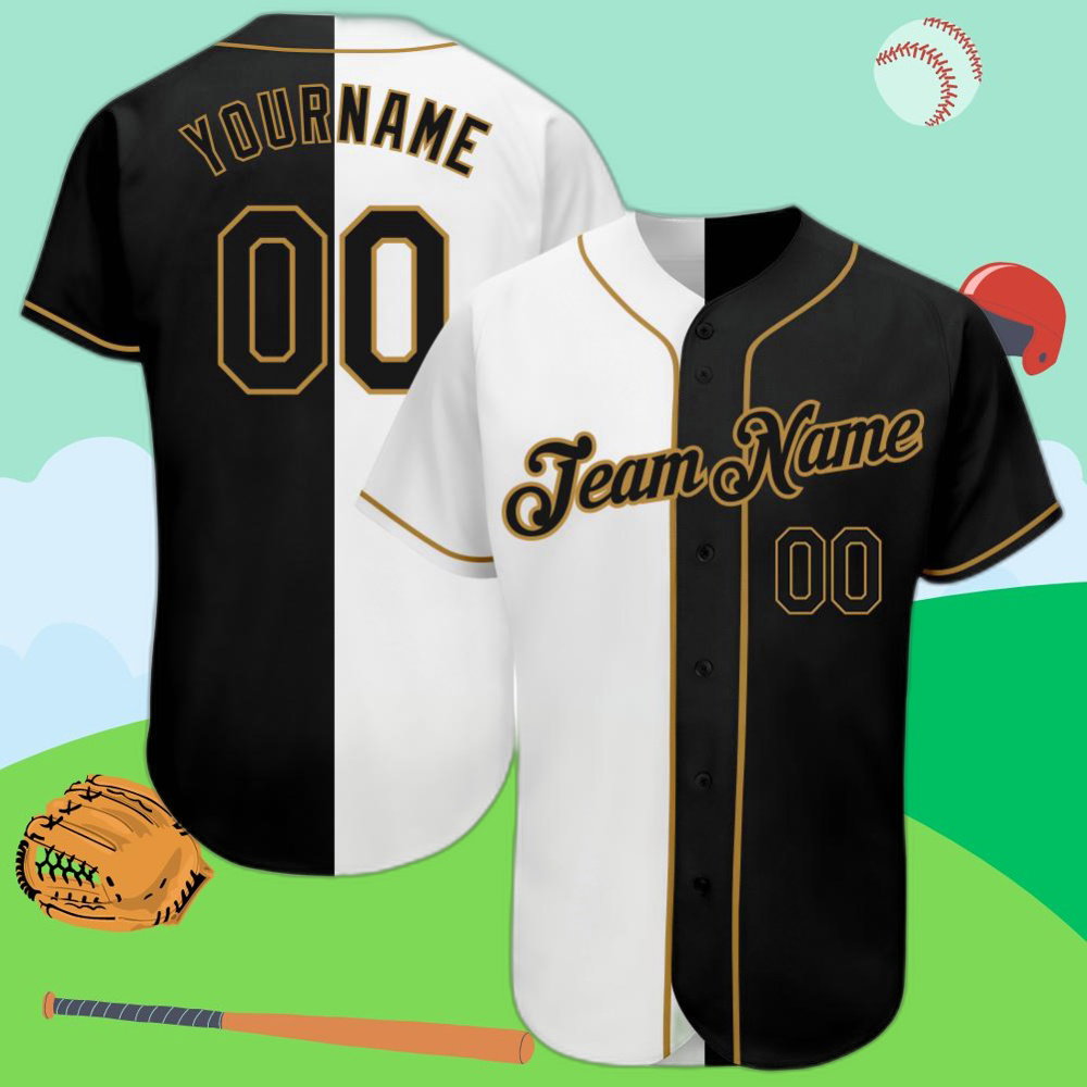 Custom Old Gold Split Baseball Jersey – Stylish Personalized Fashion baseball jersey product view 1