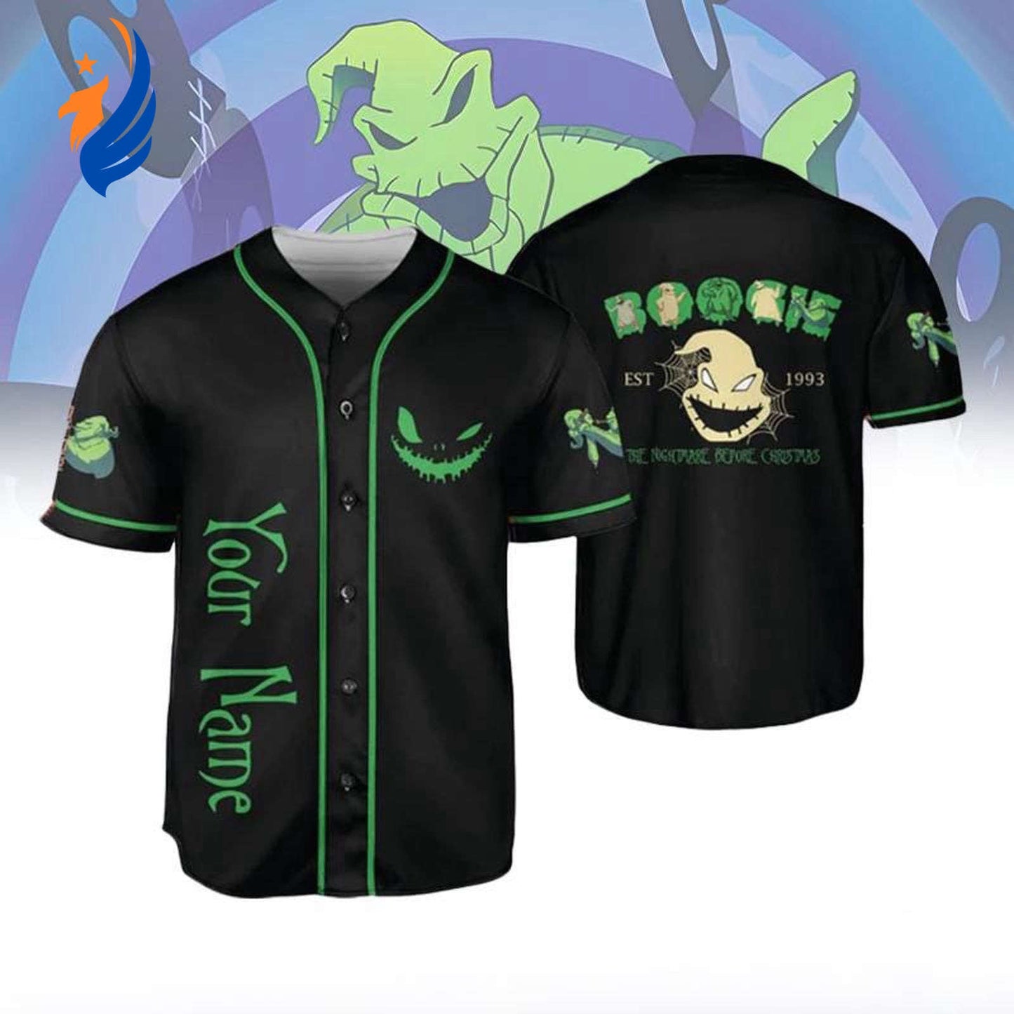 Spooky Custom Oogie Boogie Baseball Jersey: Nightmare Before Christmas Shirt Halloween & Horror Character - Bafud baseball jersey product view 1