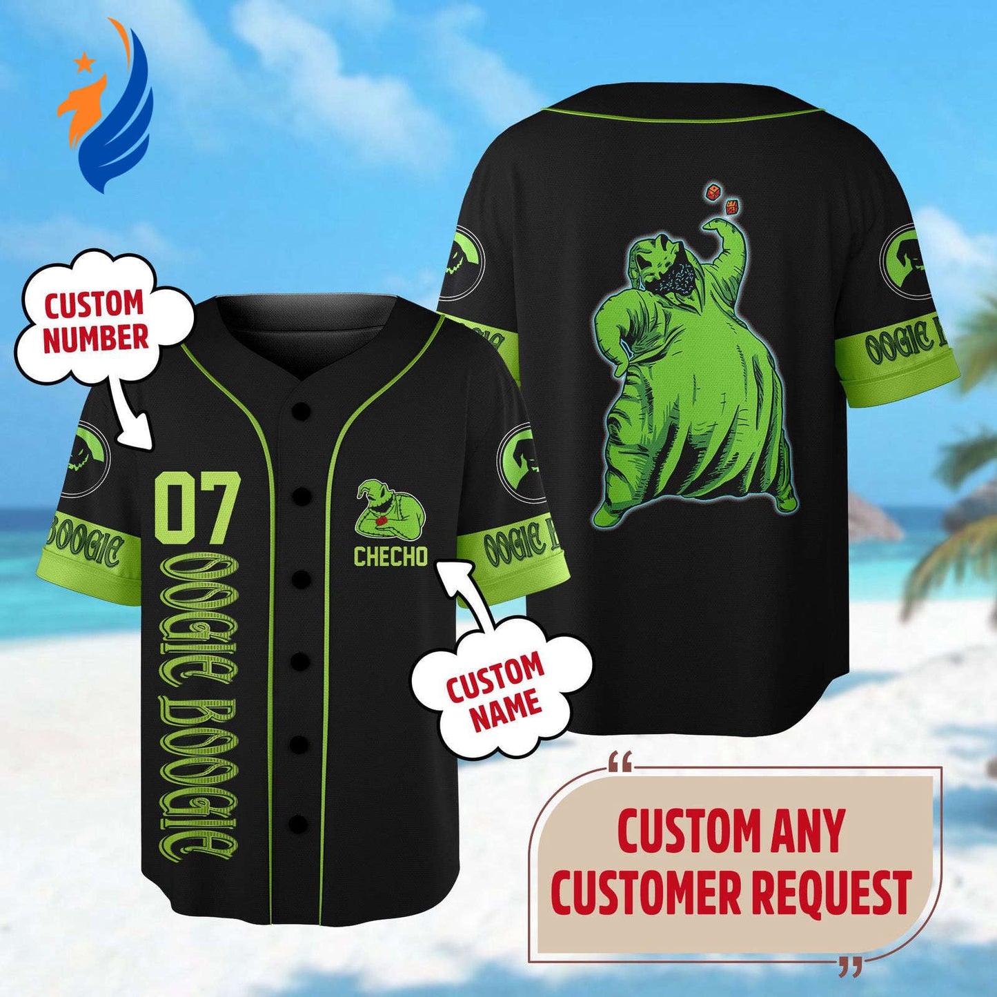 Custom Oogie Boogie Halloween Baseball Jersey - Nightmare Before Christmas Team Shirt - Bafud baseball jersey product view 1