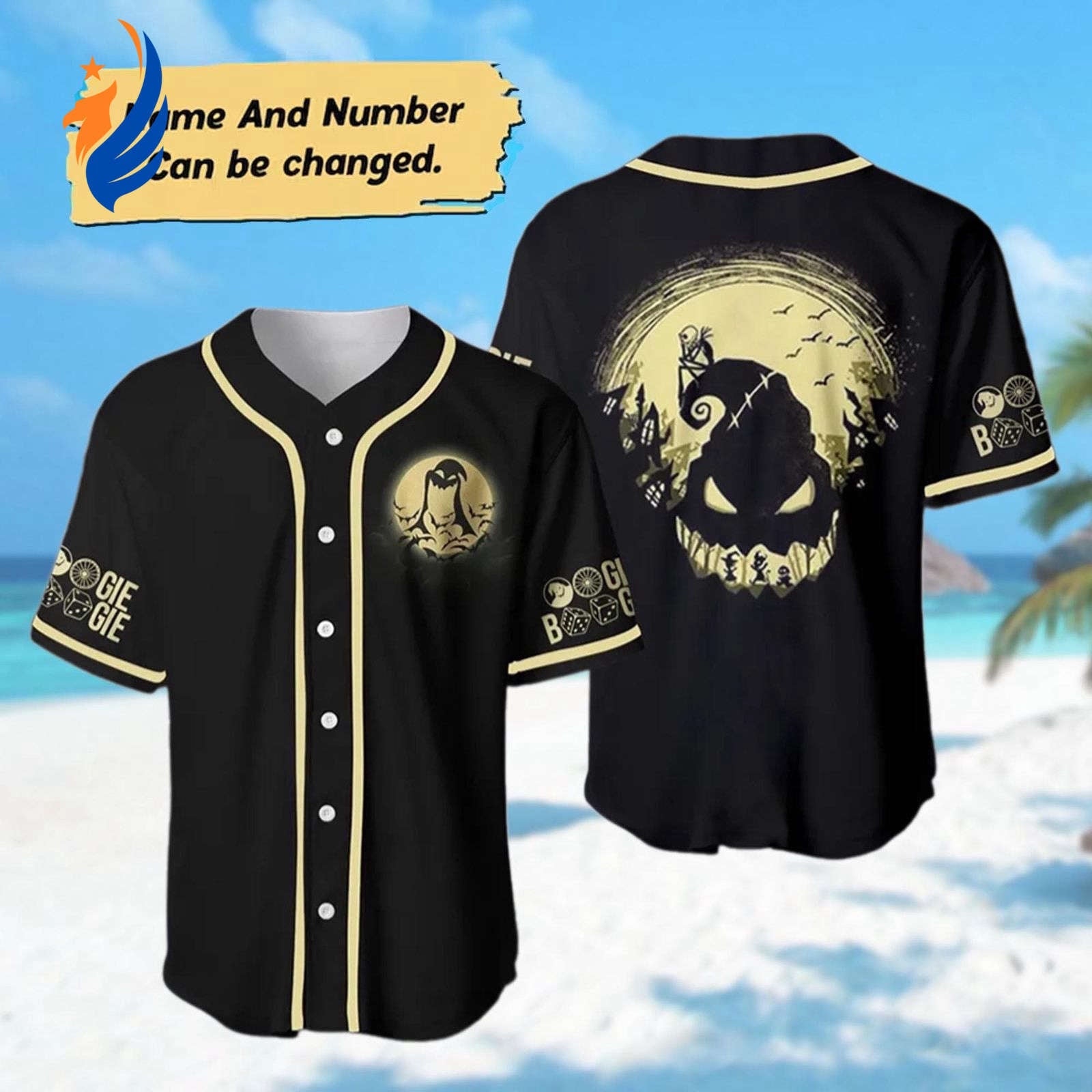 Spooktacular Custom Oogie Boogie Halloween Baseball Jersey - Nightmare Before Christmas Shirt for Halloween - Bafud baseball jersey product view 1