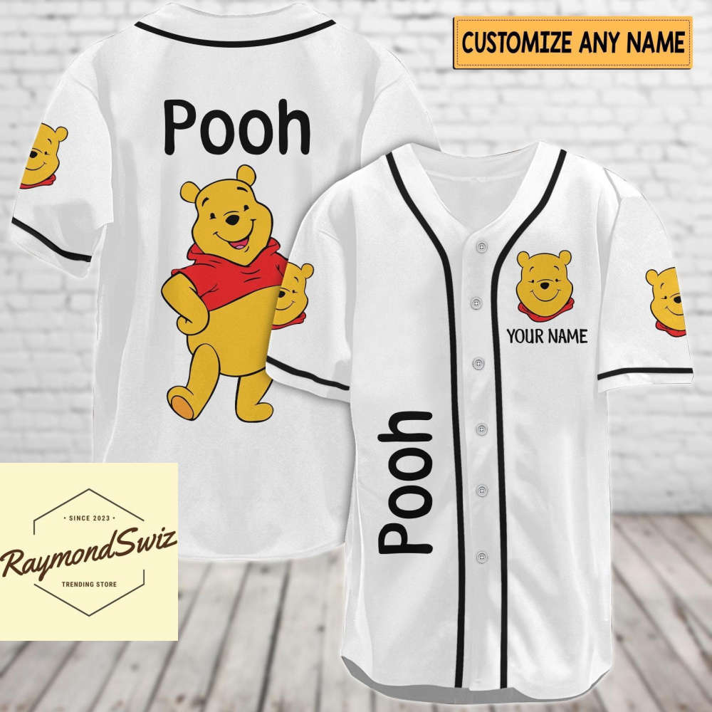 Custom Pooh Jersey Shirt, Pooh Baseball Shirt, Pooh Bear Jersey - lylyprint.com baseball jersey product view 3