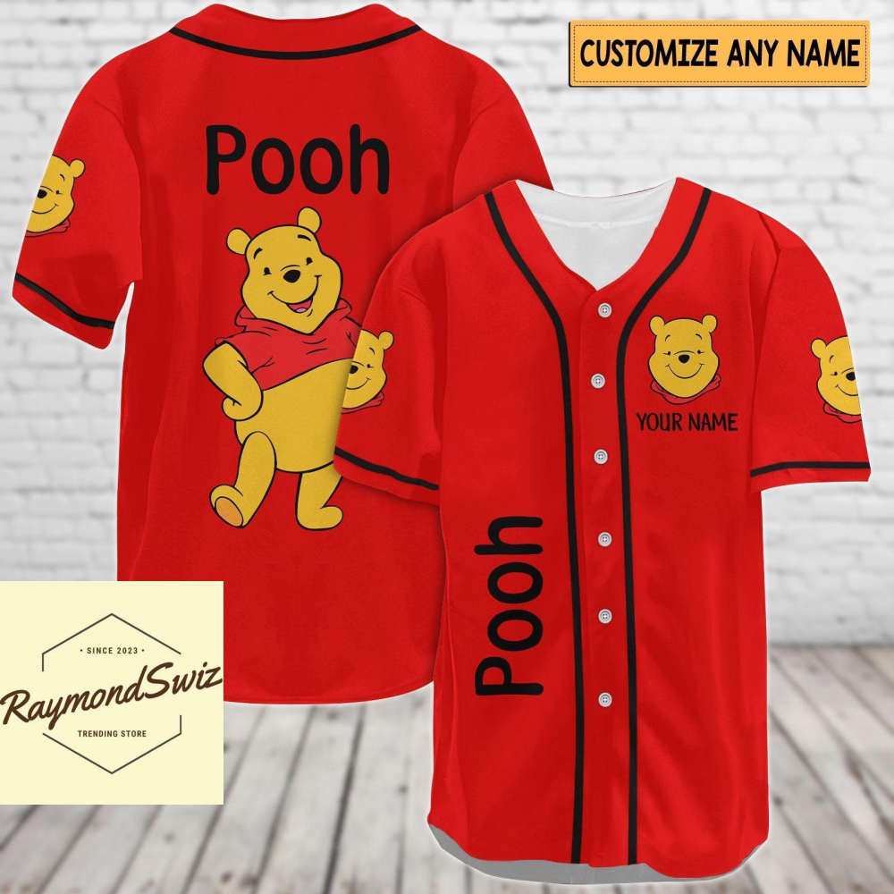 Custom Pooh Jersey Shirt, Pooh Baseball Shirt, Pooh Bear Jersey - lylyprint.com baseball jersey product view 4