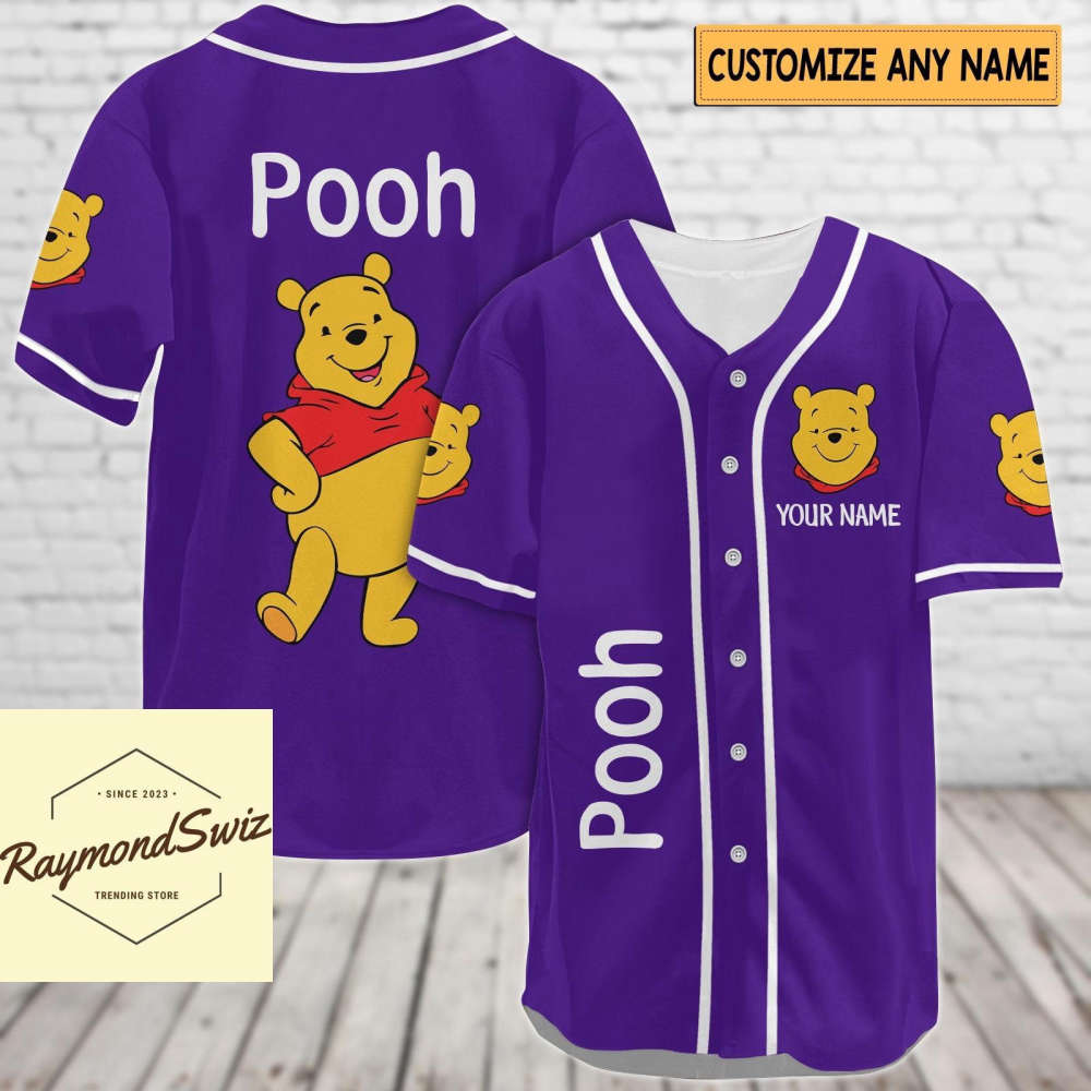 Custom Pooh Jersey Shirt, Pooh Baseball Shirt, Pooh Bear Jersey - lylyprint.com baseball jersey product view 5