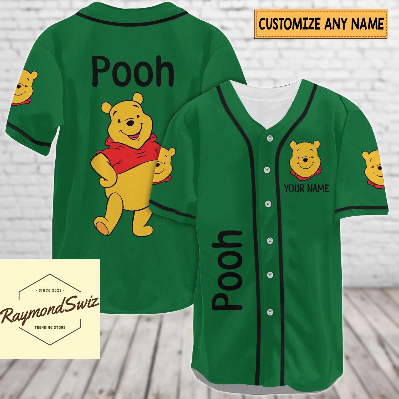 Get Your Custom Pooh Jersey Shirt - Perfect Baseball Shirt for Pooh Bear Fans! - Bafud baseball jersey product view 2