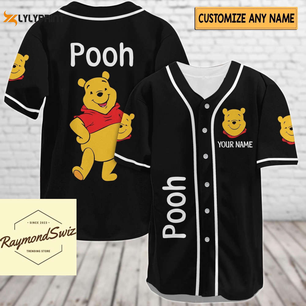 Custom Pooh Jersey Shirt, Pooh Baseball Shirt, Pooh Bear Jersey - lylyprint.com baseball jersey product view 1