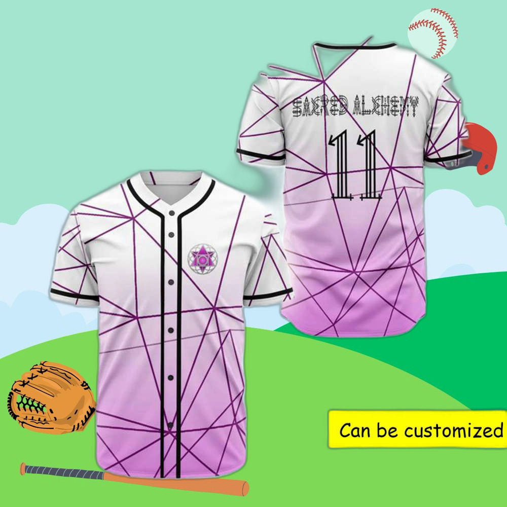 Custom Sacred Alchemy Rave EDM Baseball Jersey – Personalize Your Style baseball jersey product view 1