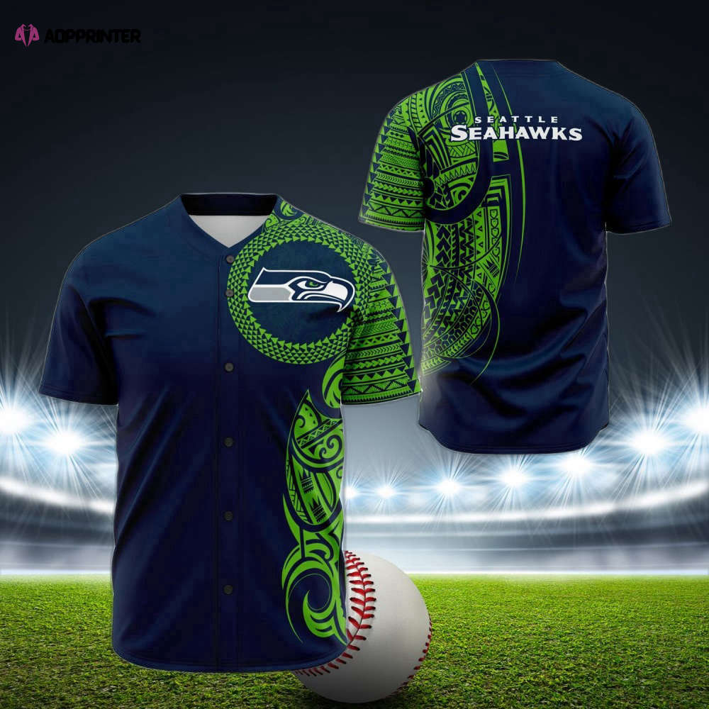 Custom Seahawks Polynesian Baseball Jersey – Personalized Design baseball jersey product view 1