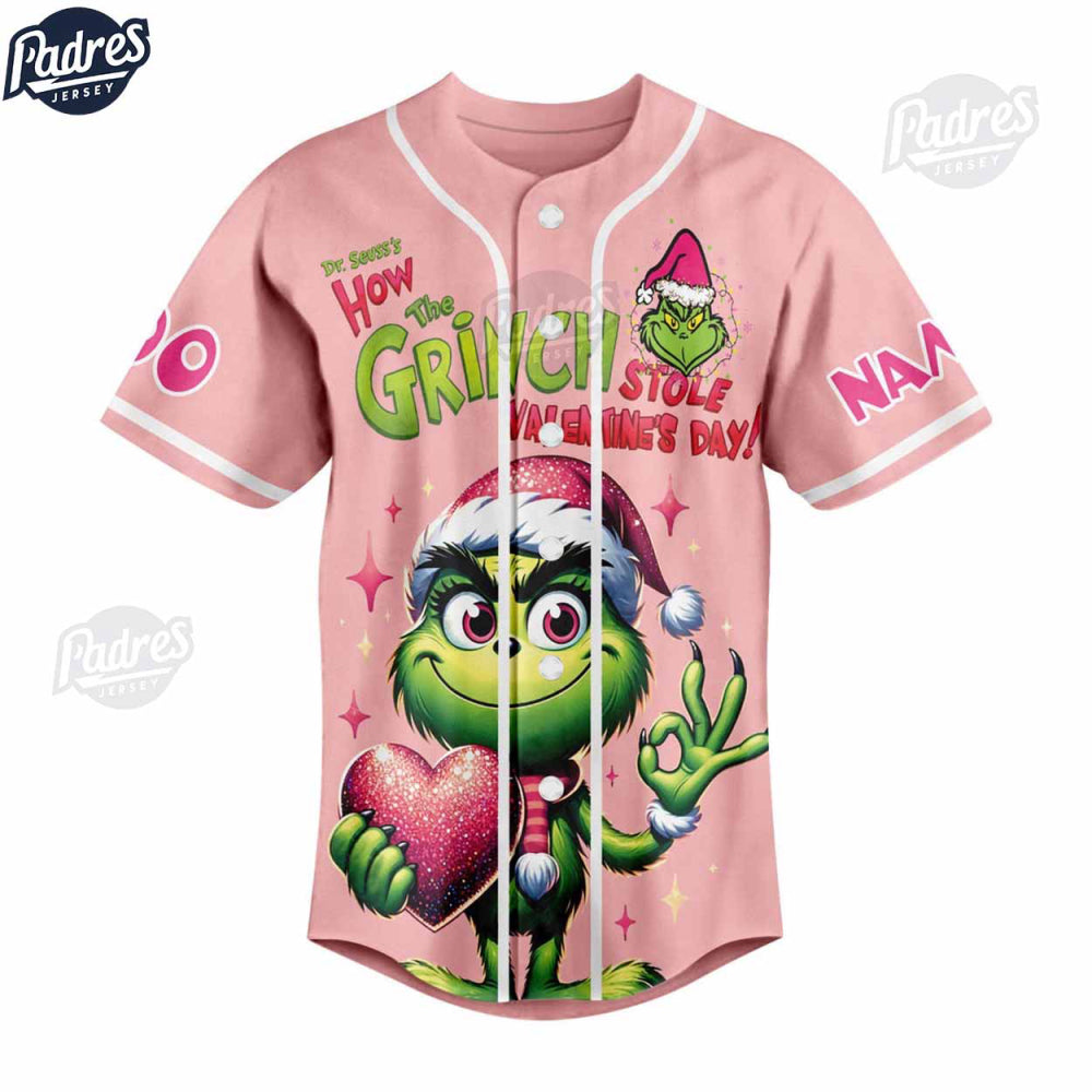 Custom Valentine The Grinch Baseball Jersey - Bafud baseball jersey product view 2