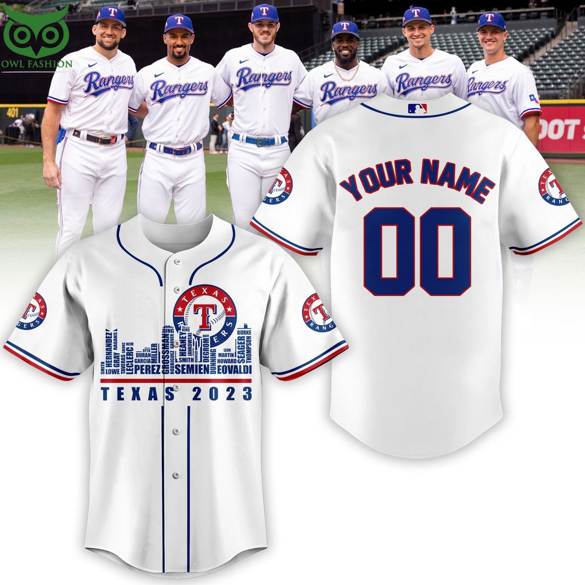 Custome Name Number Texas Rangers MLB Baseball Jersey baseball jersey product view 1