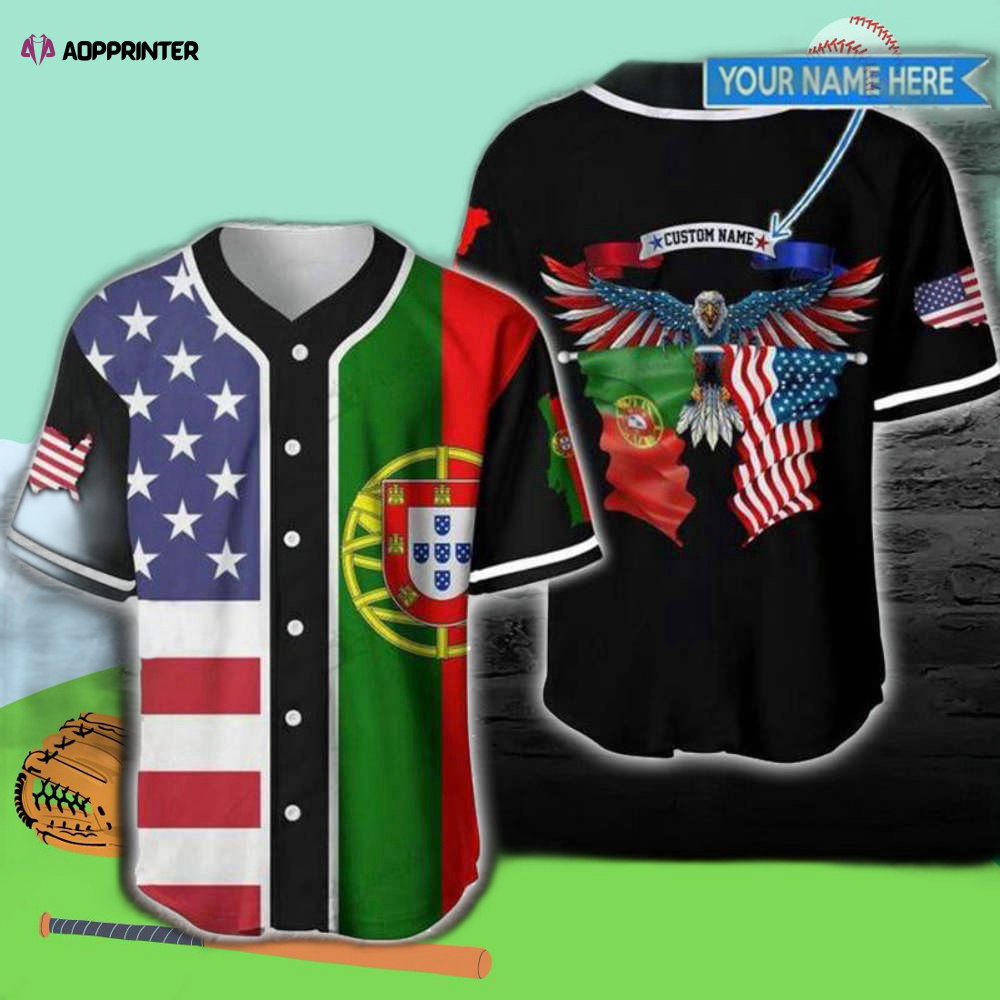 Customized America Portugal Eagle Baseball Jersey – Personalized Printed Design baseball jersey product view 1