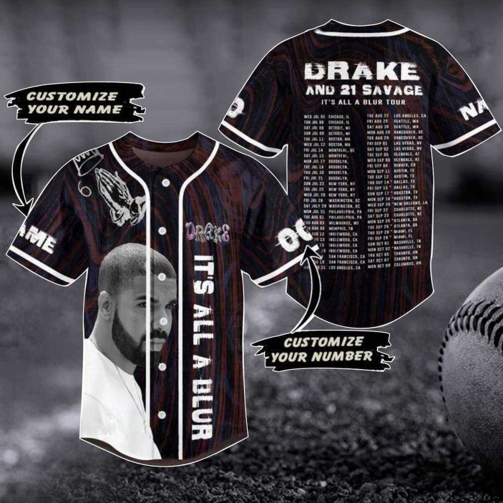 Customized Drake 21 Savage Baseball Jersey – 2023 Music Concert Merch Perfect Gift for Fans baseball jersey product view 1