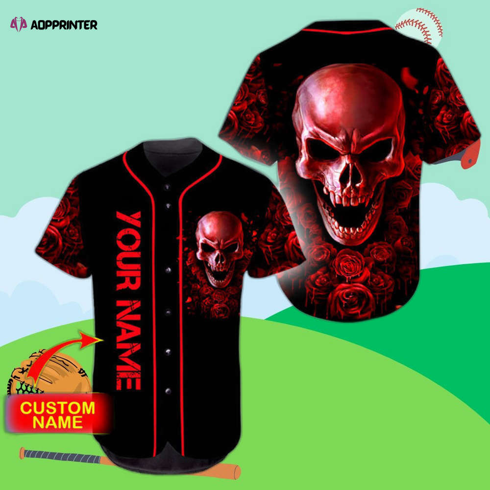 Customized Ghost Rose Blood Skull Baseball Jersey – Unique Stylish and Personalized baseball jersey product view 1