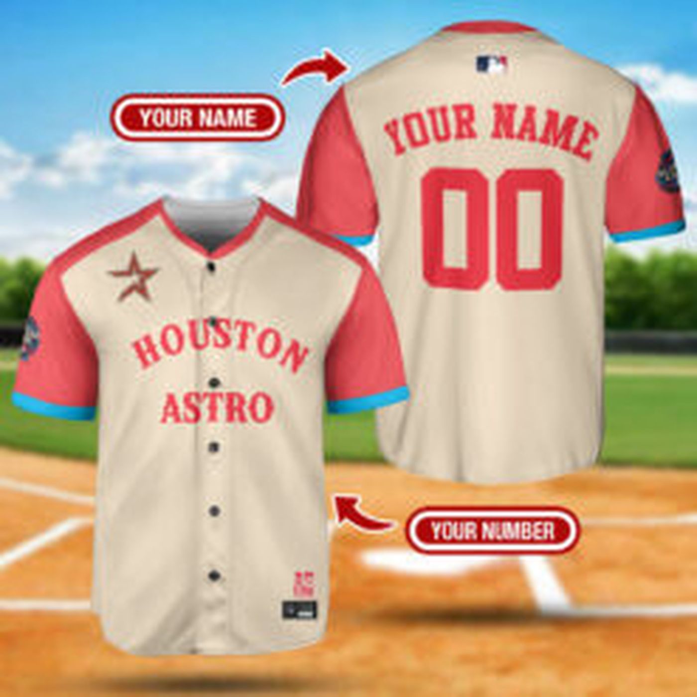 Custom Houston Astros MLB Jersey - Perfect Birthday Gift for Baseball Fans! - lylyprint.com baseball jersey product view 4
