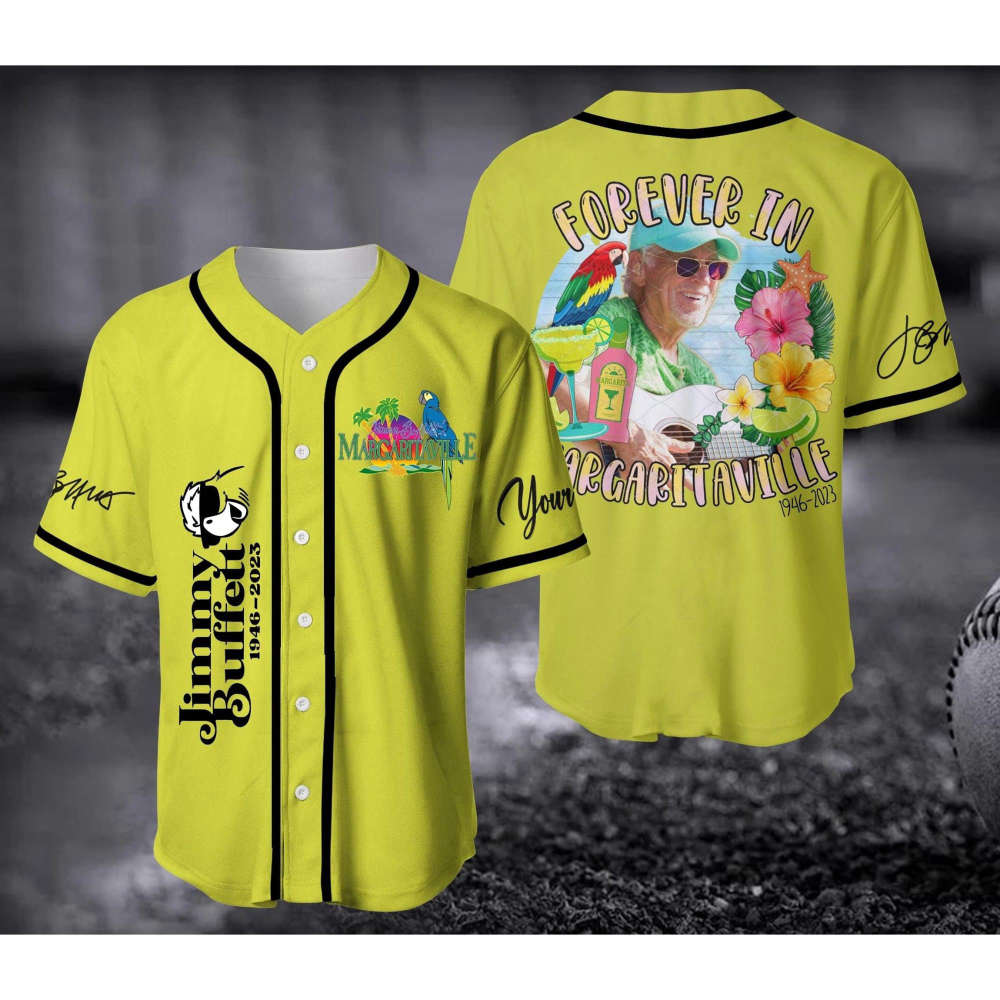 Customized Jimmy Buffett Forever In Margaritaville Baseball Jersey - lylyprint.com baseball jersey product view 3
