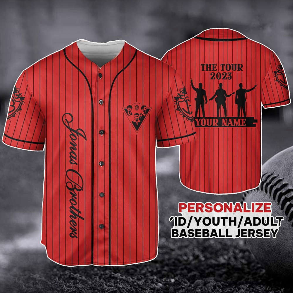 Customized Jonas Brothers Baseball Jersey – The Tour 2023 5 Album 1 Night Tour Pop Rock Band Shirt – Perfect Gift for Fans baseball jersey product view 2