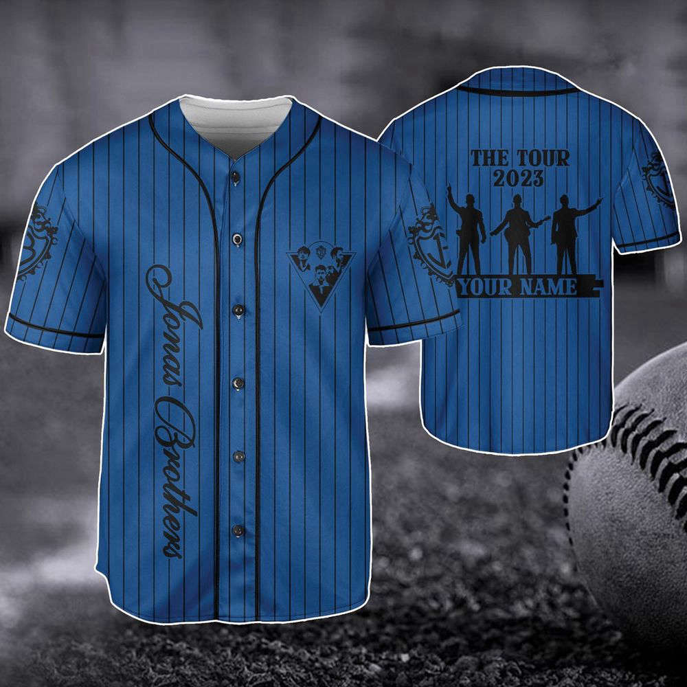 Customized Jonas Brothers The Tour 2023 Baseball Jersey For Men Women, 5 Album 1 Night Tour - lylyprint.com baseball jersey product view 2