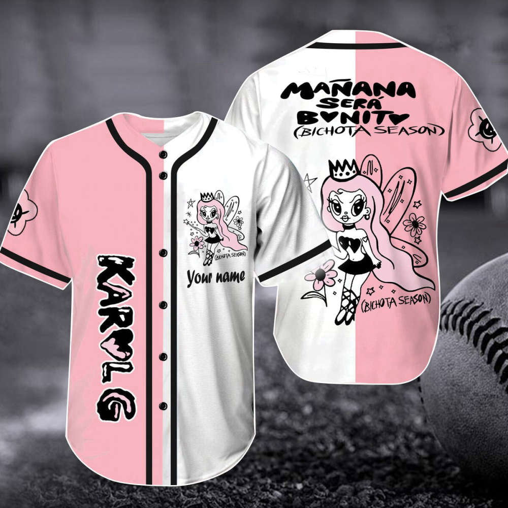 Customized Karol G Bichota Baseball Jersey – Mana Sera Bonito Tour Shirt Music Jersey Karol G Merch & Gift for Fans baseball jersey product view 1