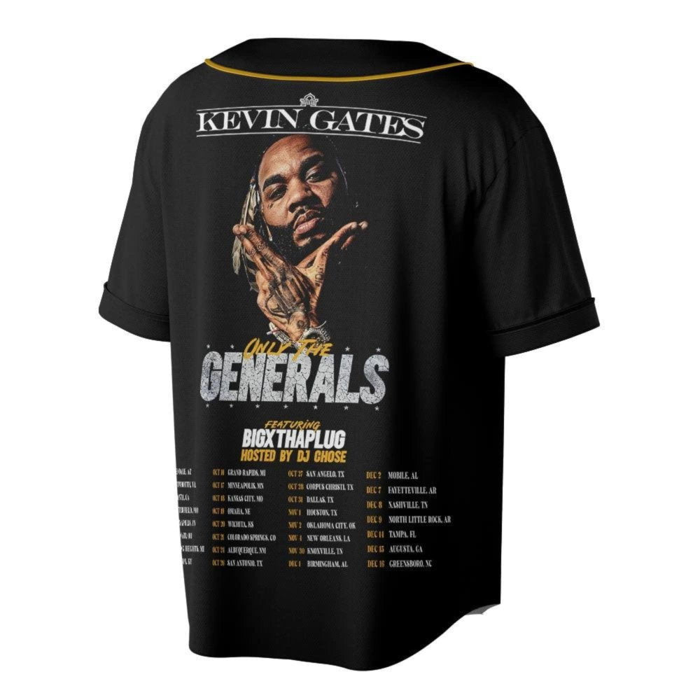 Customized KG 2023 Baseball Jersey, Only The Generals Tour - lylyprint.com baseball jersey product view 3