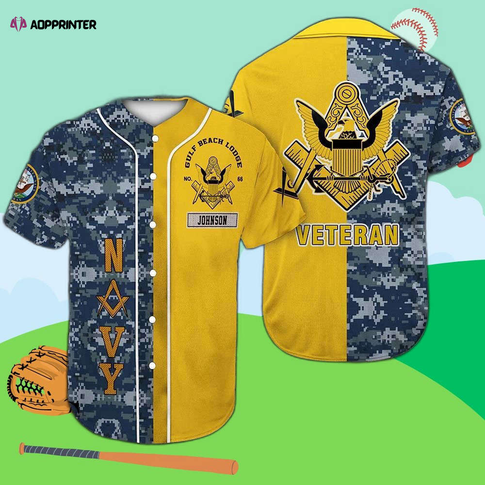 Customized Navy Veteran Freemasonry Baseball Jersey - Show Your Pride! - Aopprinter baseball jersey product view 1