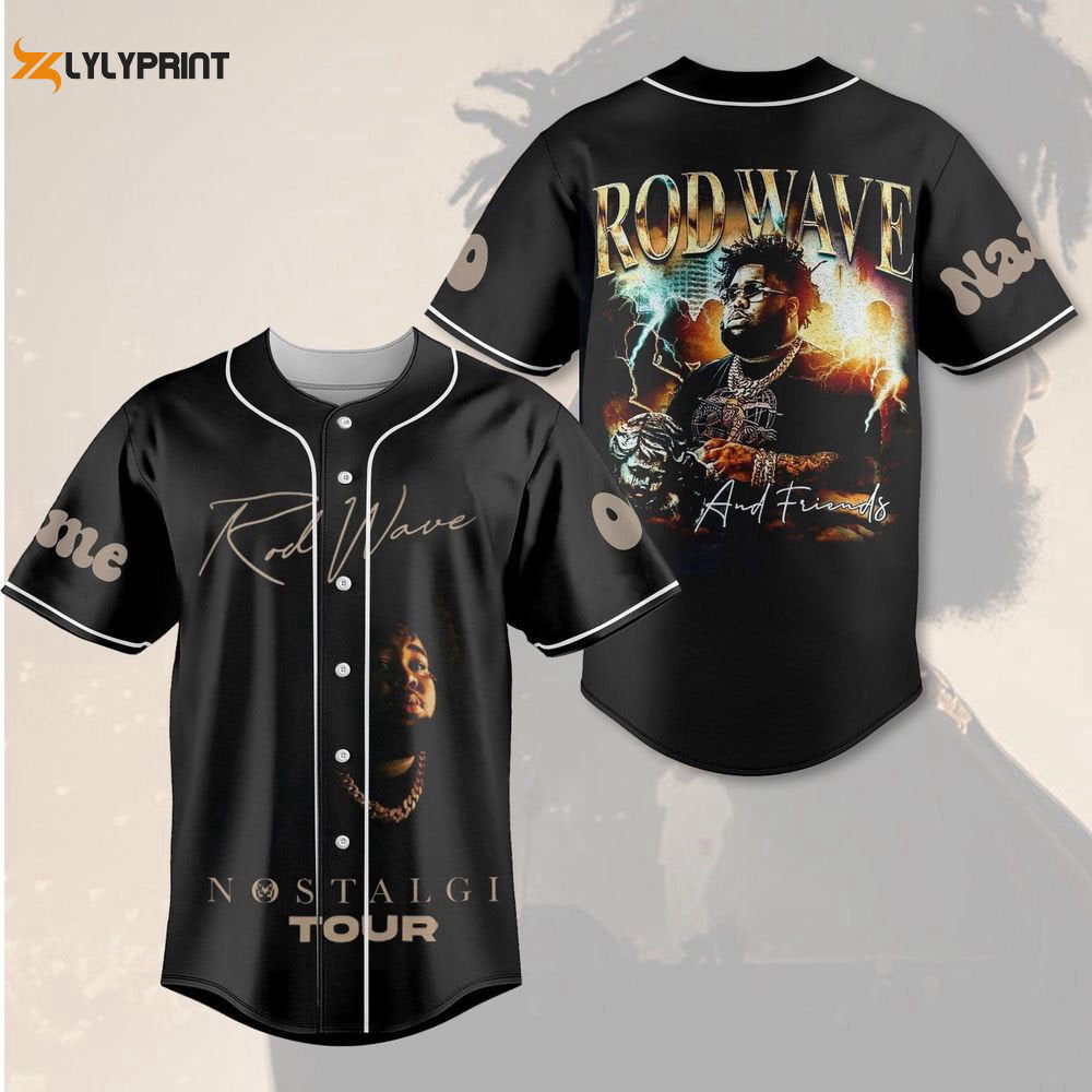 Customized Rod Wave And Friends Baseball Jersey, Nostalgia 2023 Tour - lylyprint.com baseball jersey product view 1