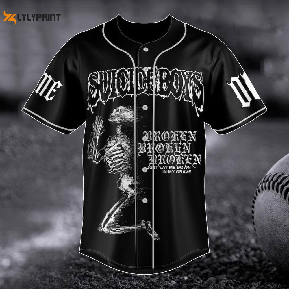 Customized Suicideboys Carrollton Baseball Jersey, Suicideboys Grey Day 2023 Baseball Jersey - lylyprint.com baseball jersey product view 1