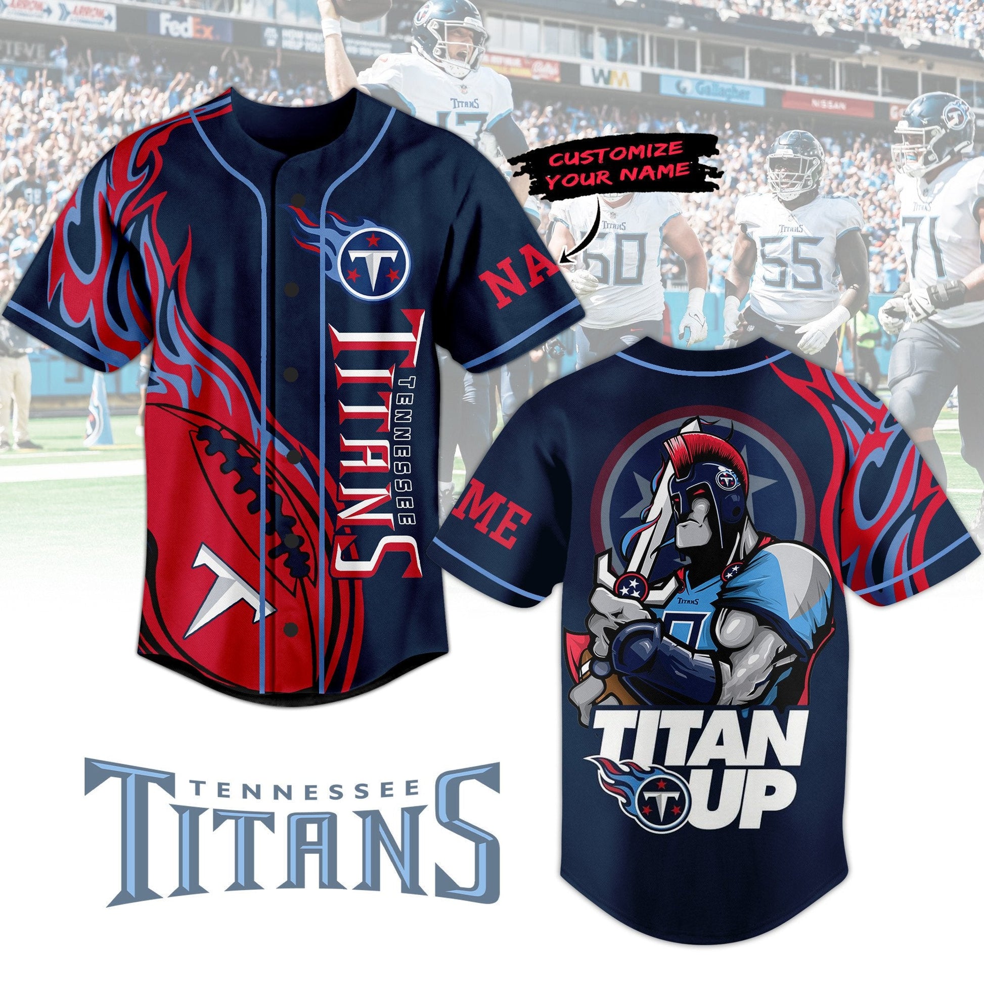 Customized Tennessee Titans Sport Baseball Jersey baseball jersey product view 1