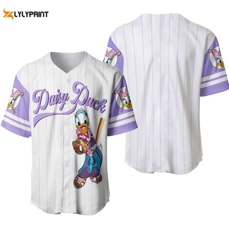 Daisy Duck All Over Print Pinstripe Baseball Jersey - lylyprint.com baseball jersey product view 1