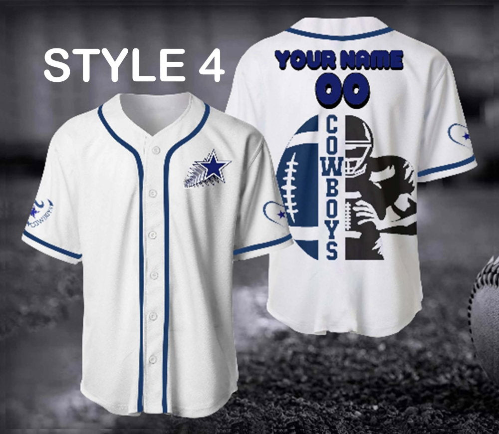 Dallas Cowboy Baseball Shirt, Custom Name And Number Baseball Jerseys - Aopprinter baseball jersey product view 3
