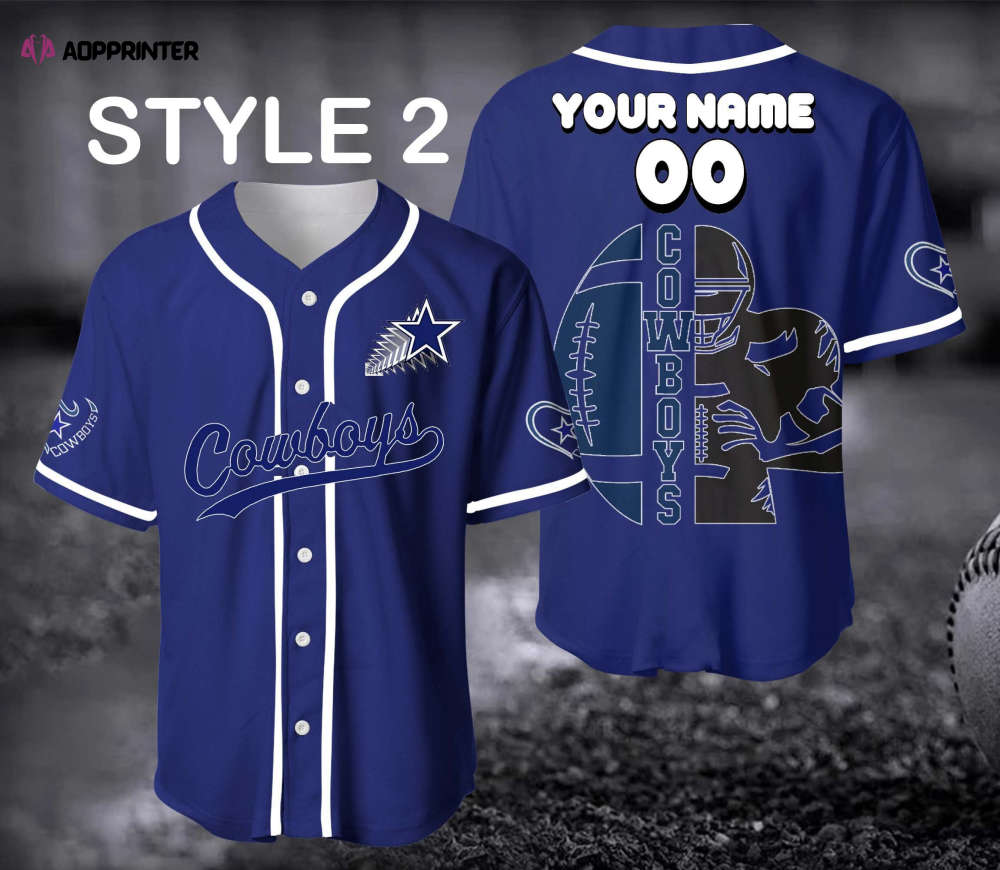Dallas Cowboy Baseball Shirt, Custom Name And Number Baseball Jerseys - Aopprinter baseball jersey product view 1