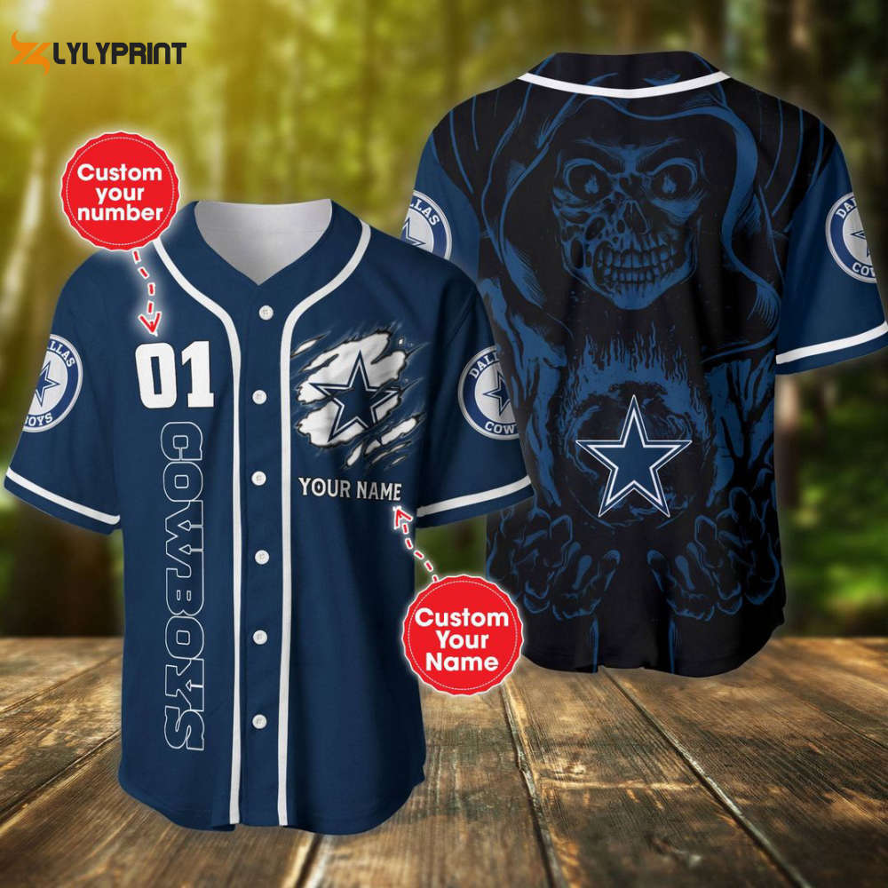 Dallas Cowboys Baseball Jersey Custom Name And Number Fan Gifts - lylyprint.com baseball jersey product view 1
