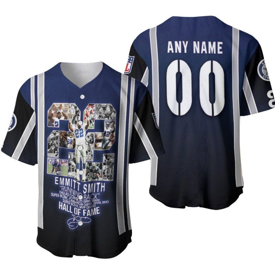 Dallas Cowboys Emmitt Smith Running Back Hall Of Fame Designed Allover Gift With Custom Name Number For Cowboys Fans Baseball Jersey Gifts for Fans - lylyprint.com baseball jersey product view 2