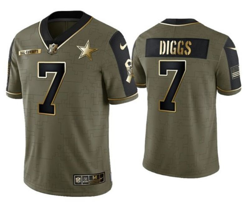 dallas cowboys #7 diggs 21 Salute Gold Text kl Football Jersey football jersey product view 1