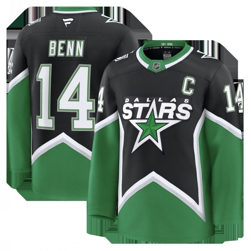 dallas stars #14 jamie benn alternate premium jersey - black Hockey Jersey hockey jersey product view 1