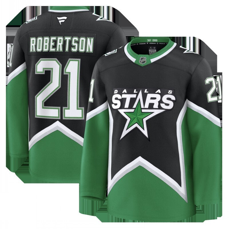dallas stars #21 jason robertson alternate premium jersey - black Hockey Jersey hockey jersey product view 1