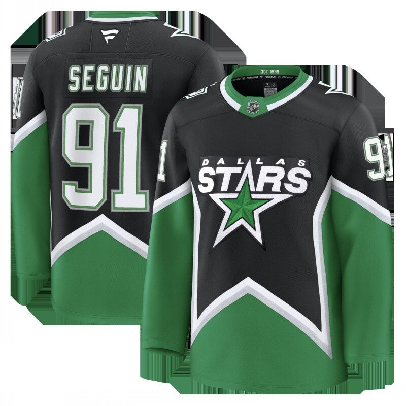 dallas stars #91 tyler seguin alternate premium jersey - black Hockey Jersey hockey jersey product view 1