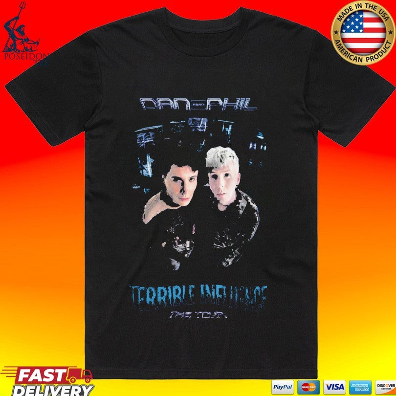 Dan And Phil Terrible Influence The Tour Signed T-shirt Unisex T-shirt, Sweatshirt, Hoodie, Long Sleeve Tee - T-Shirt, Sweatshirt, Hoodie