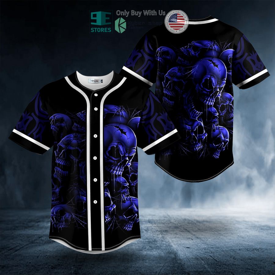 BEST Dark Blue Cracked Skull Baseball Shirt baseball jersey product view 1