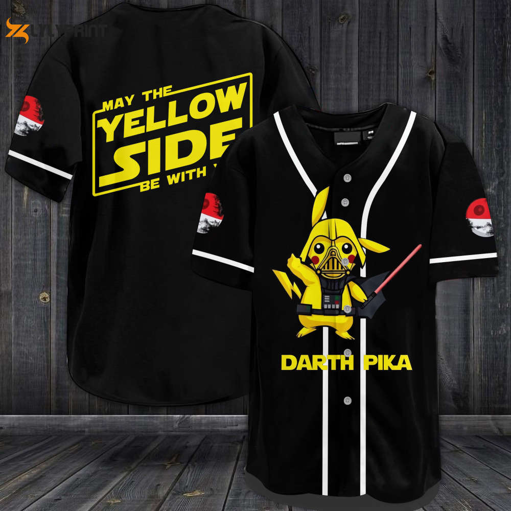 Darth Pika May The Yellow Side Be With You Baseball Jersey - lylyprint.com baseball jersey product view 1