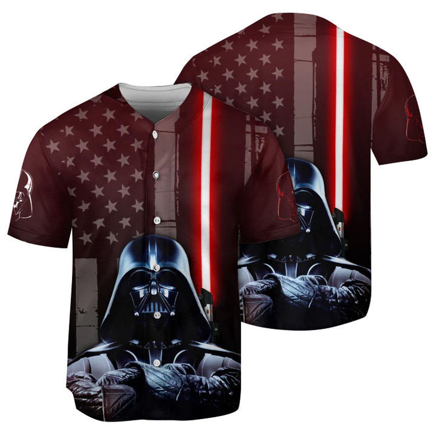 Darth Vader Lightsaber American Flag Baseball Jersey - Gift for Men Women - Gift for Men Women - lylyprint.com baseball jersey product view 2