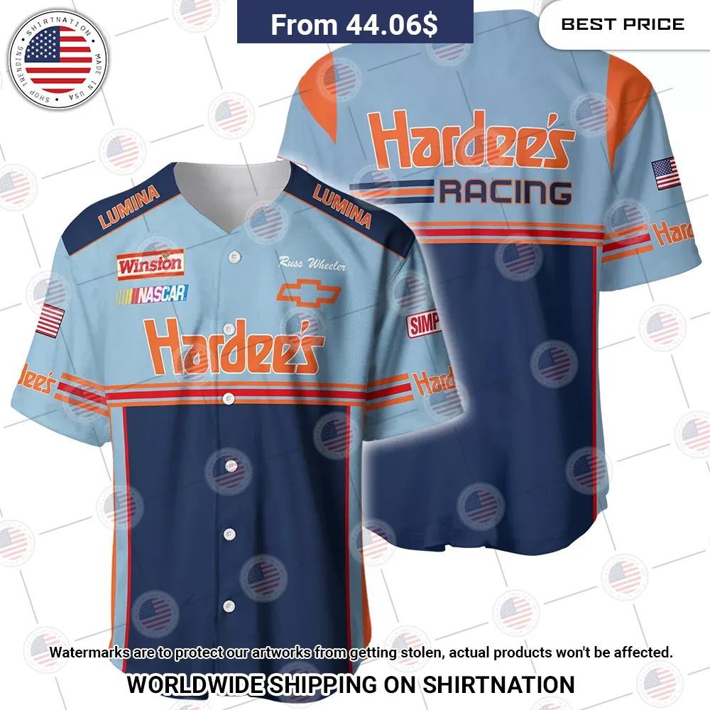 BEST Days of Thunder Hardee’s Nascar Film Racing Baseball Jerseys baseball jersey product view 1