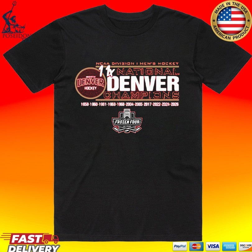 Denver Pioneers Mens Hockey 11-time National Champs T-shirt Unisex T-shirt, Sweatshirt, Hoodie, Long Sleeve Tee - T-Shirt, Sweatshirt, Hoodie