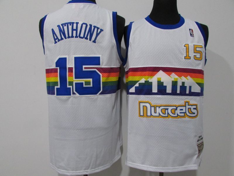 denver nuggets #15 nikola jokic Nuggets 15 # Rainbow Edition Anthony Retro Logo White Basketball Jersey basketball jersey product view 1