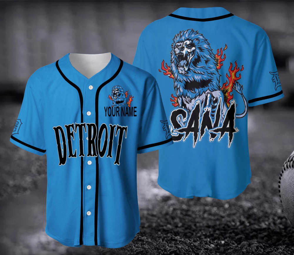 Detroit Sana Football Baseball Jersey - Aopprinter football jersey product view 3